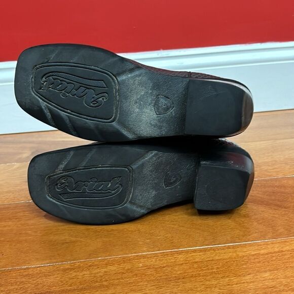 Ariat Womens Black Doll Baby Suede Floral Square Toe Cowgirl Boots Size 7.5 - Picture 6 of 11